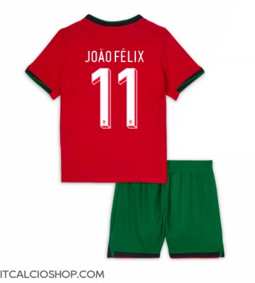 Portogallo Joao Felix #11 Prima Maglia Bambino Europei 2024 Manica Corta (+ Pantaloni corti)